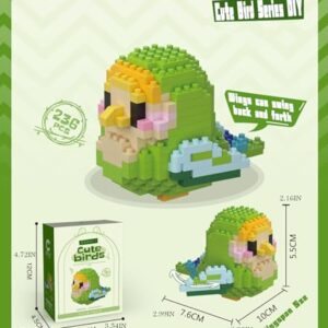 Elegrafy Parrot Cute Bird Series Mini Bricks Micro Building Kit for Kids Pets Toys Compatible Nano (Green Golden Parrot)