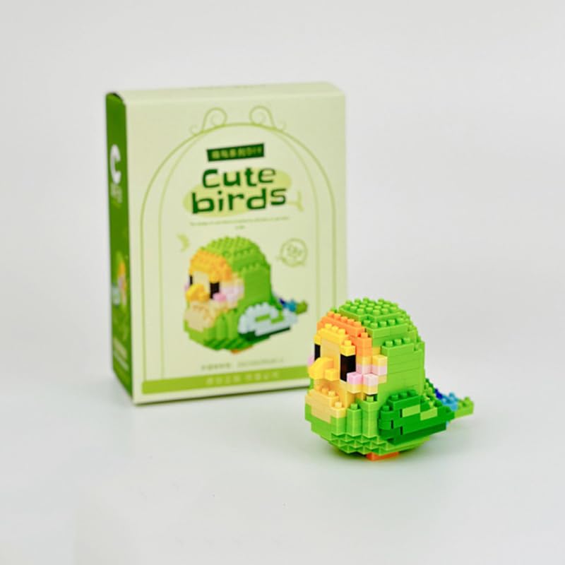 Elegrafy Parrot Cute Bird Series Mini Bricks Micro Building Kit for Kids Pets Toys Compatible Nano (Green Golden Parrot)