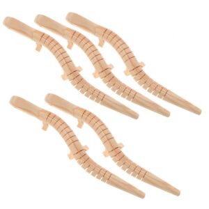 SAFIGLE 5pcs Unfinished Lizard Model Lizard Wiggle Reptile Chameleon Prank Props Wood Lizard Toy Wood Lizards to Paint Flexible Timber Lizard Animal Wooden Craft Supplies Artificial Child