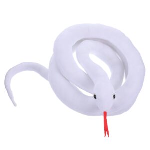 luozzy prank snake doll plush snake model large snake stuffed fake snake prop halloween decor, white - 200cm