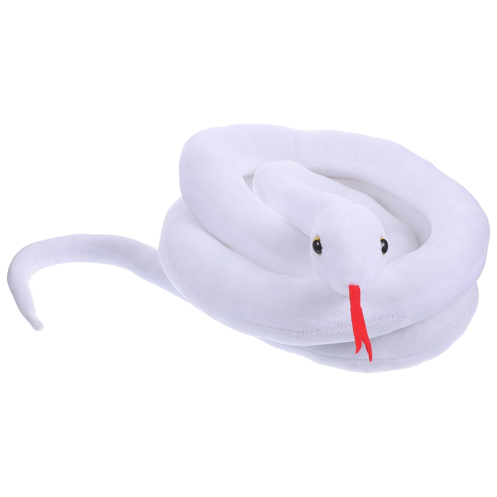 LUOZZY Prank Snake Doll Plush Snake Model Large Snake Stuffed Fake Snake Prop Halloween Decor, White - 200CM