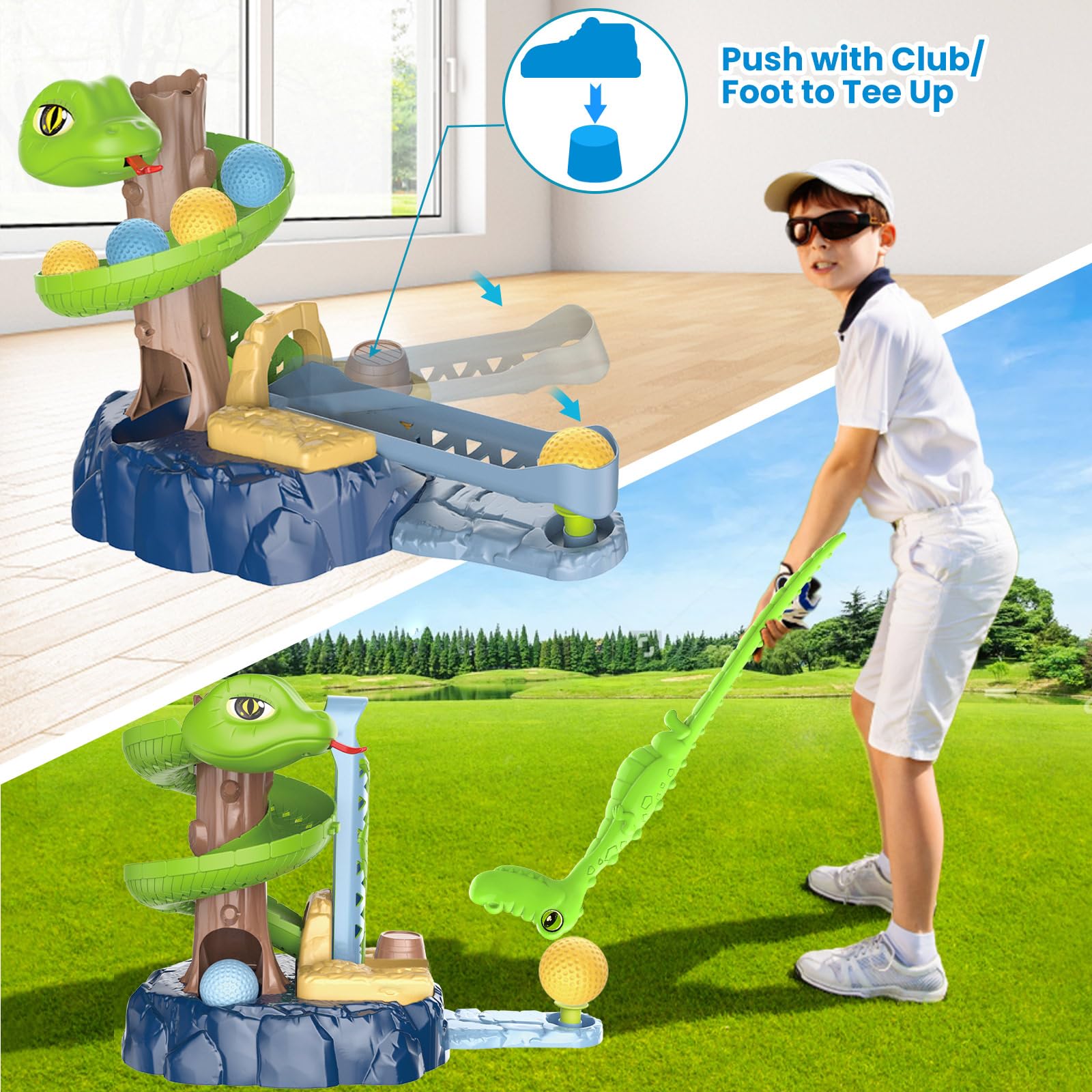 JONEG Kids Golf Set Toys for 3 4 5 Years Old, Toddler Golf Sets, Kid Golf Clubs, Outdoor Toys for Toddlers Age 3-5, Baby Golf Set, Gifts for 3 4 5 6 7 8 Year Old Boys Girls