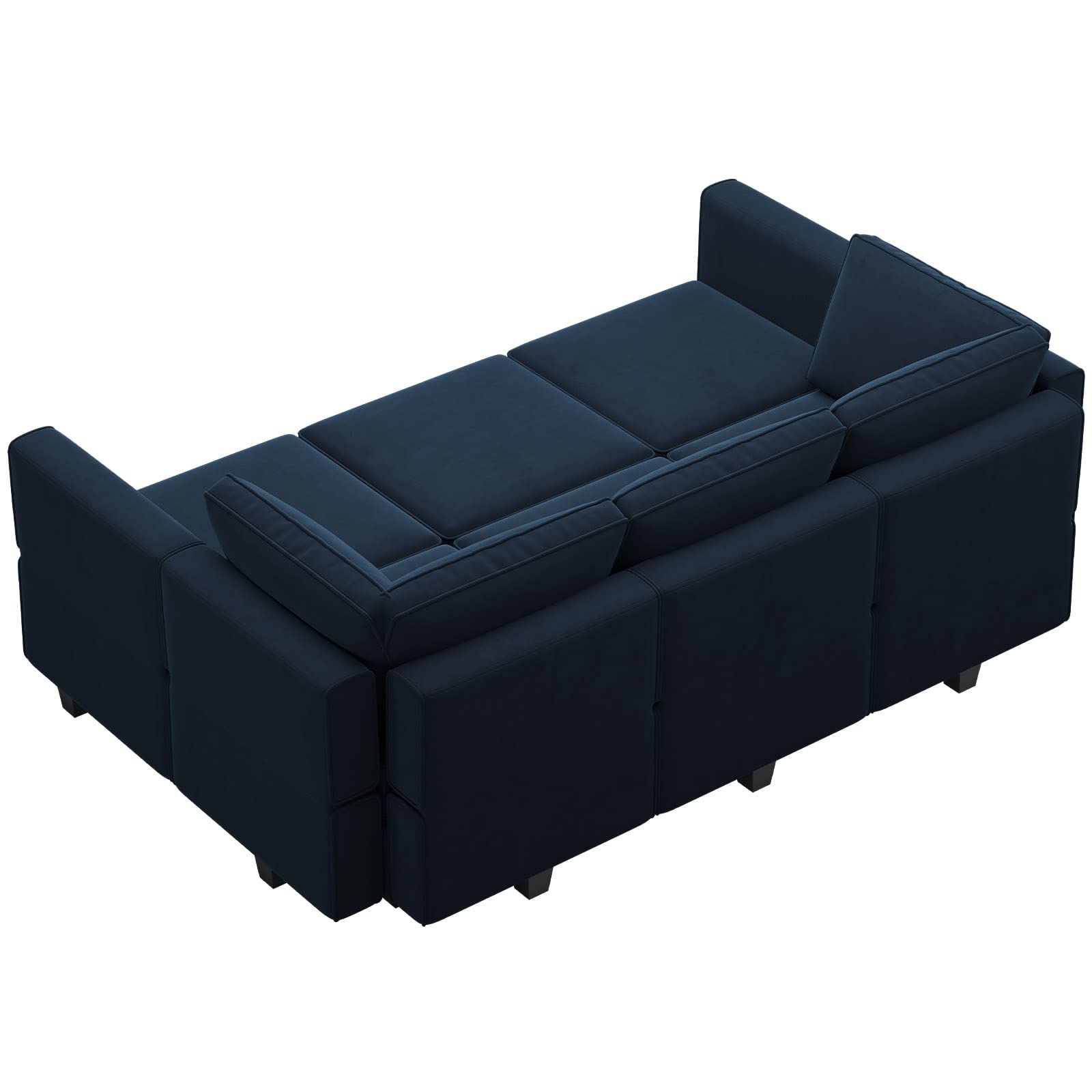 Belffin Modular Velvet Sectional Sofa with Chaise Lounge Sectional Sleeper Sofa with Storage Chaise Sofa Bed Couch for Living Room Blue