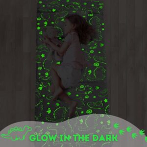 MeMoreCool Kids Floor Mattress Glow in Dark, Child Fold Up Sofa Couch Convertible Futon Folding Chair Bed Sleeper for Baby Playroom(Glowing Dinosaur)