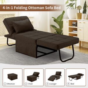 Diophros Sofa Bed, Convertible Couch Chair 4 in 1 Multi-Function Modern Folding Ottoman Guest Sleeper Bed with Adjustable Backrest for Small Room Apartment, Medium