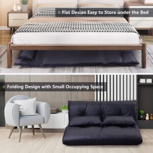 Harper & Bright Designs Floor Sofa Adjustable Lazy Sofa Bed, Foldable Mattress Futon Couch Bed with 2 Pollows (Black)