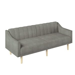 Lonkwa Velvet Futon Sofa Bed Couch, Convertible Sleeper Sofa, 74" Loveseat Futon Couch with Adjustable Backrests, Grey Couches for Living Room Bedroom Apartment