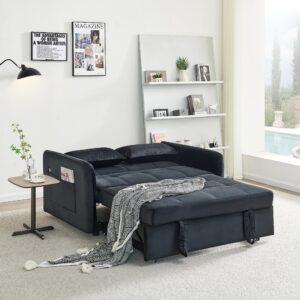 verfur 3 in 1 convertible sleeper, black 55.5" w/usb charge and pillows