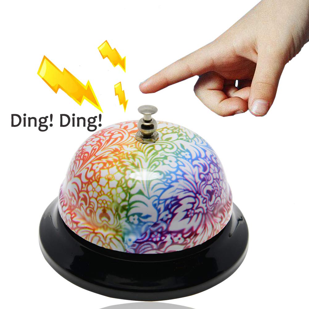 WEKOIL Call Bell Floral Desk Service Bell Customer Ding Bell for Restaurant Hotel Room Kitchen Party Office Elderly Teachers Student Large Flower Bell,3.35 inch