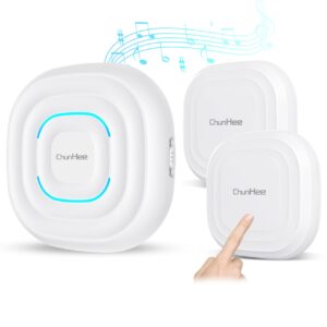 ChunHee Smart Wireless Caregiver Pager Self-Powered Call Button Medical Alert System Call Bell 500+ Feet for Home/Elderly/Patient/Disabled 2 Call Buttons/Transmitters 1 Receiver