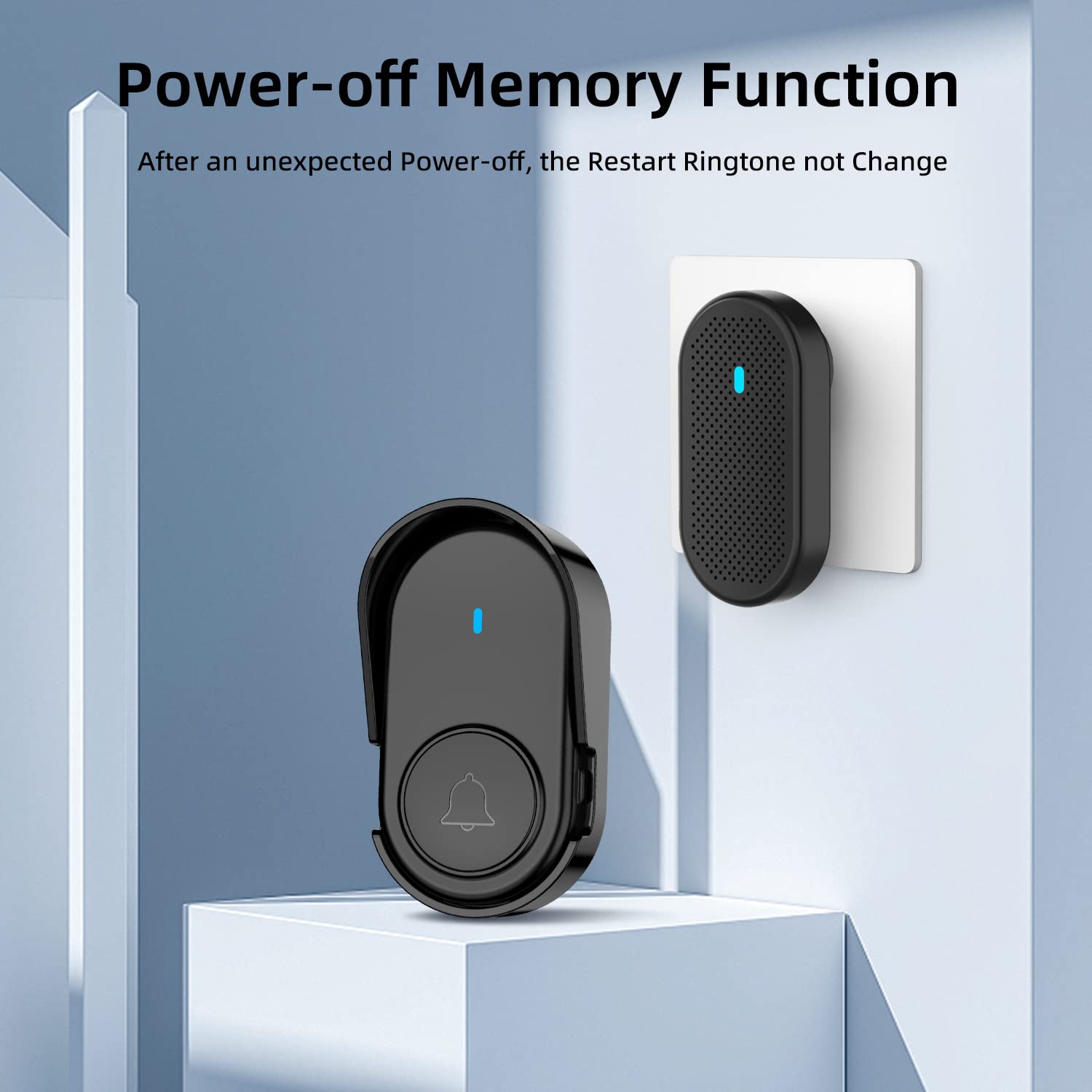 Smart Wireless doorbell IP65 waterproof 320M range door bells 38 Songs Chime door ring Elderly pager (Black)