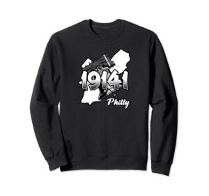 philadelphia silhouette with zip code 19141 and liberty bell sweatshirt