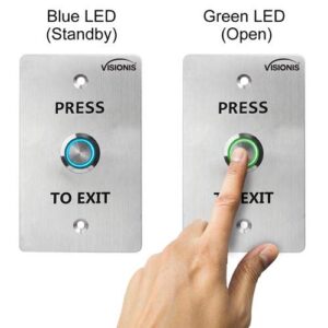 Visionis 2 Pack FPC-7496 VIS-7001 Indoor Outdoor Weather Waterproof IP65 Stainless Steel Door Bell Type Round Request To Exit Button Standard Size Door Access Control with LED Light NC COM NO Outputs