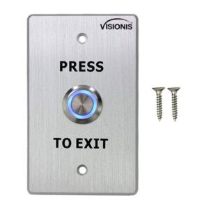 Visionis 2 Pack FPC-7496 VIS-7001 Indoor Outdoor Weather Waterproof IP65 Stainless Steel Door Bell Type Round Request To Exit Button Standard Size Door Access Control with LED Light NC COM NO Outputs