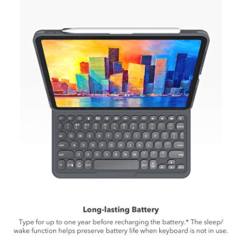 ZAGG Pro Keys Detachable Case and Wireless Keyboard for Apple iPad Pro 10.2", Multi-Device Bluetooth Pairing, Backlit Laptop-Style Keys, Apple Pencil Holder, 6.6ft Drop Protection, Lightweight, Black