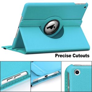 10.2 Inch iPad Case Fit iPad 9th Generation 2021/ iPad 8th Generation 2020/ iPad 7th Generation 2019-360 Degree Rotating 10.2 iPad Case Cover for iPad 10.2 with Sleep Wake (Sky Blue)