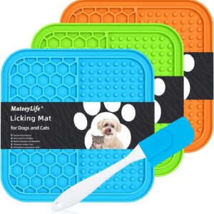 MateeyLife 3PCS Small Lick Mat for Dogs and Cats, Licking Mats with Suction Cups for Dog Anxiety Relief, Cat Lick Pad, Dog Enrichment Toys for Boredom Reducer, Dog Treat Mat for Bathing Grooming