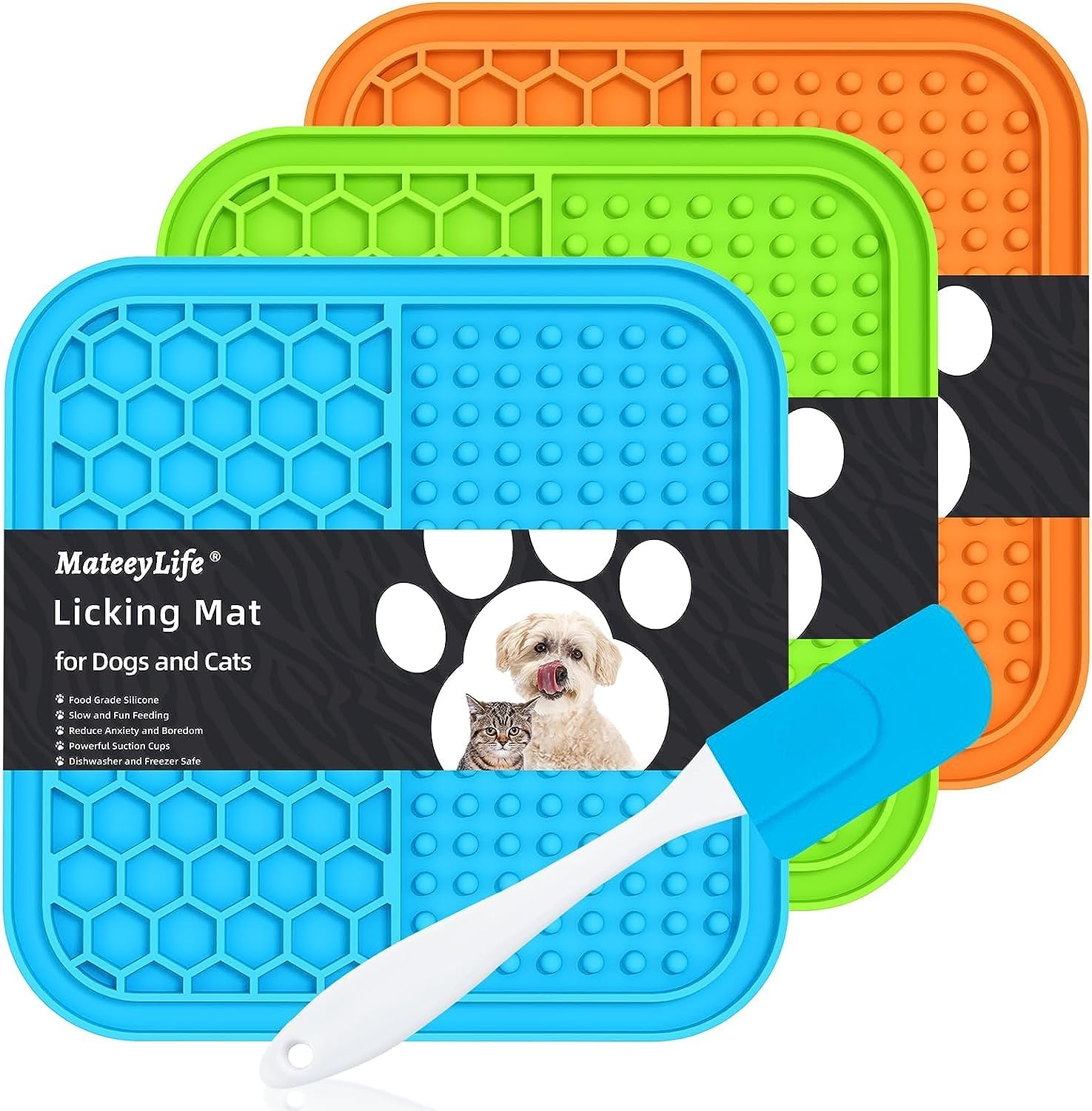 MateeyLife 3PCS Small Lick Mat for Dogs and Cats, Licking Mats with Suction Cups for Dog Anxiety Relief, Cat Lick Pad, Dog Enrichment Toys for Boredom Reducer, Dog Treat Mat for Bathing Grooming