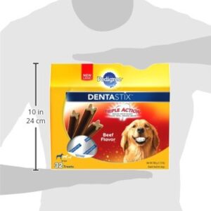 PEDIGREE DENTASTIX Large Dog Dental Treats Beef Flavor Dental Bones, 1.72 lb. Pack (32 Treats)