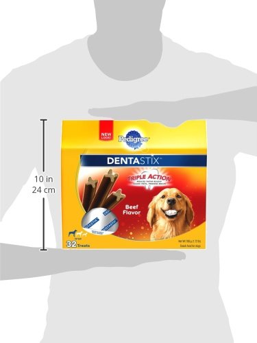 PEDIGREE DENTASTIX Large Dog Dental Treats Beef Flavor Dental Bones, 1.72 lb. Pack (32 Treats)