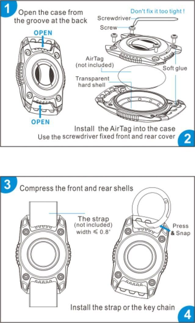 IP67 Waterproof AirTag Case Dog/Cat Collar, Cat Harness Key, Anti Lost Pet, Airtags Holder for Dog/Cat Collar