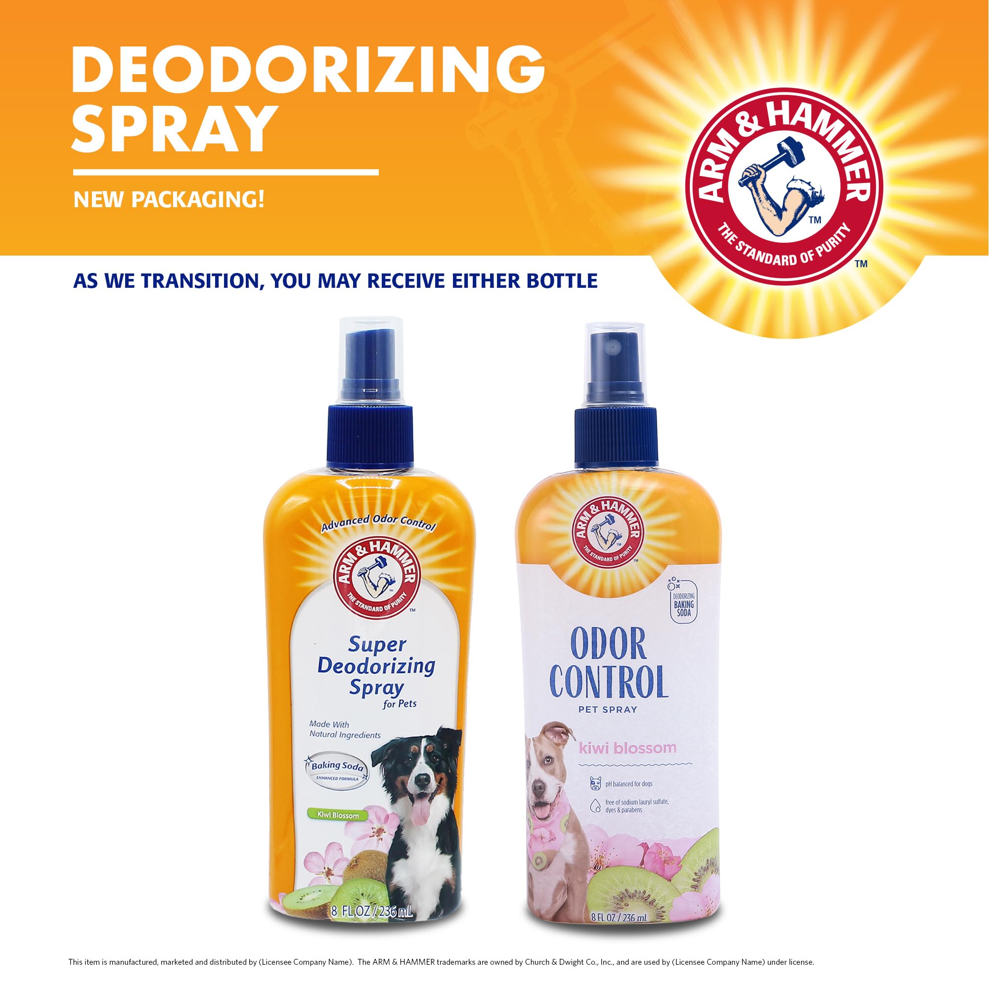 Arm & Hammer for Pets Super Deodorizing Spray for Dogs | Best Odor Eliminating Spray for All Dogs & Puppies | Fresh Kiwi Blossom Scent That Smells Great, 8 Ounces