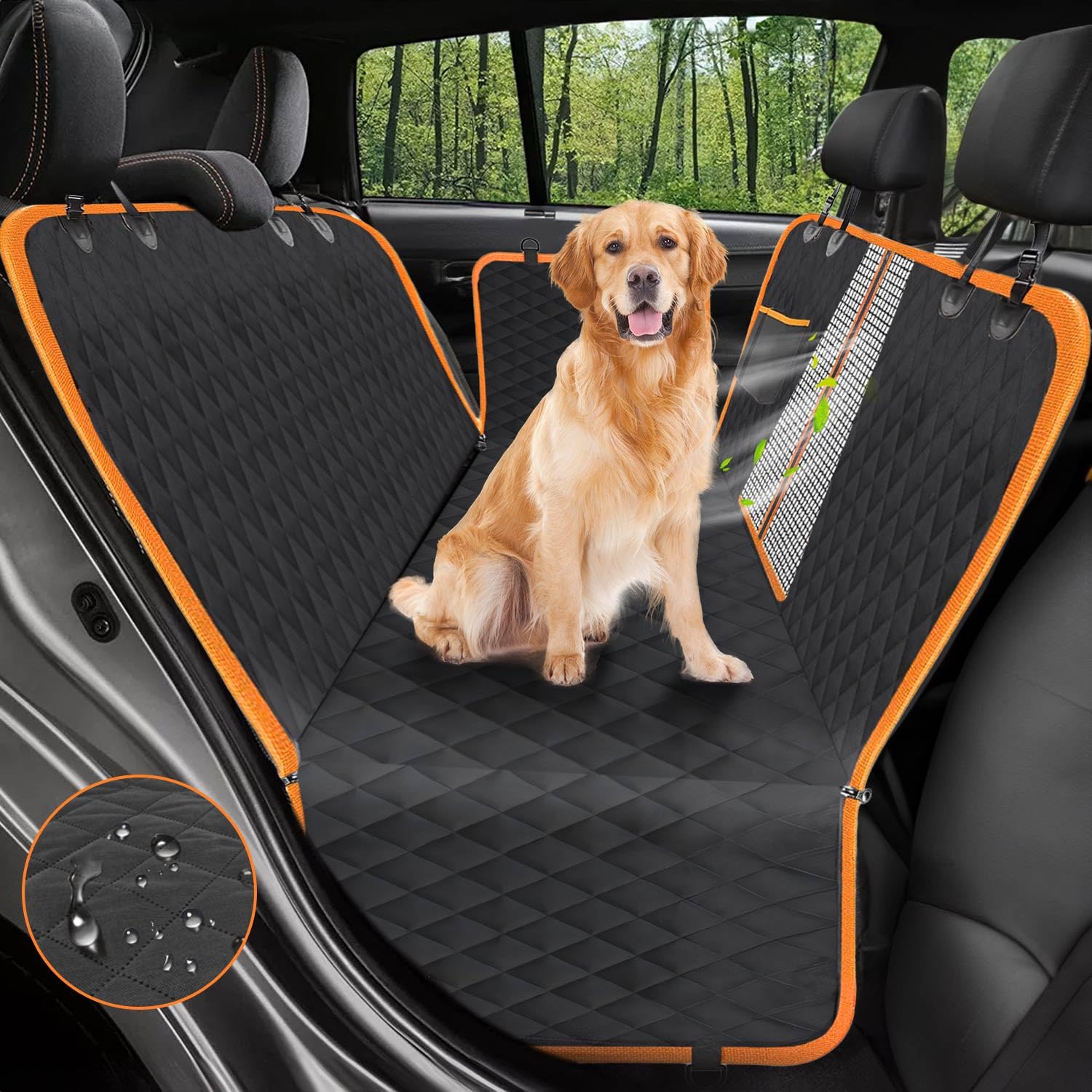 Victoper Dog Car Seat Cover, 600D Heavy Durable Dog Seat Cover for Back Seat, 100% Waterproof Scratch Proof Nonslip Dog Hammock for Car with Side Flap, Pet Back Seat Covers for Cars Sedan SUV Trucks