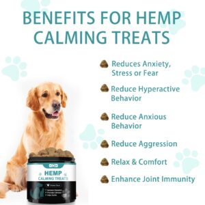 Hemp Calming Chews for Dogs, Dog Calming Treats Anxiety Relief 100% Golden Ratio of Natural Ingredients Calming Dog Treats, Aid with Separation, Barking, Stress Relief, Thunderstorms