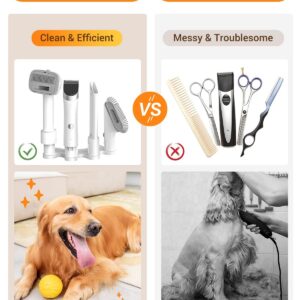 Simple Way Pet Grooming Vacuum, 6 in 1 Dog Grooming Kit with 3 Suction Mode and Large Capacity Dust Cup, Dog Vacuum for Shedding Grooming and Pet Vacuum for Dog Hair at Home (White)