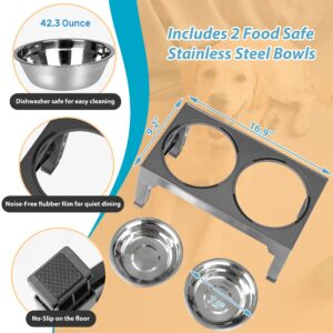 Niubya Elevated Dog Bowls with 2 Stainless Steel Dog Food Bowls, Raised Dog Bowl Adjusts to 5 Heights (3.15", 8.66", 9.84",11.02", 12.2") for Small Medium and Large Dogs