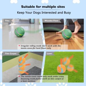 BARHOMO Dog Balls,The 3rd Generation Interactive Toys for Puppy/Small/Medium/Large Dogs,Improved Dog Rolling Effect Tennis Ball with Strap, Tough Motion Activated Automatic Moving Dog Ball Toys