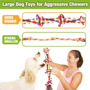 Large Dog Toys for Aggressive Chewers, 12 Pack Tough Dog Chew Toys for Large Dogs, Heavy Duty Tug of War Dog Toy, Indestructible Dog Rope Toy for Medium and Big Breed, 100% Cotton for Teeth Cleaning