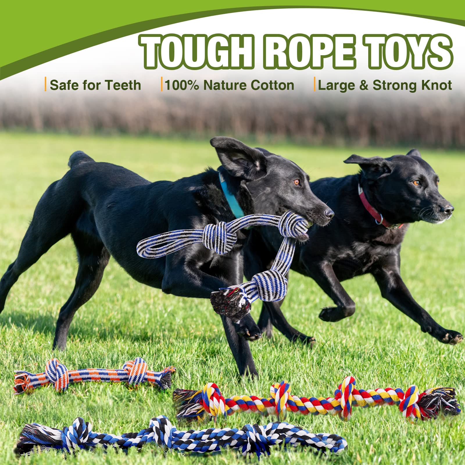 Large Dog Toys for Aggressive Chewers, 12 Pack Tough Dog Chew Toys for Large Dogs, Heavy Duty Tug of War Dog Toy, Indestructible Dog Rope Toy for Medium and Big Breed, 100% Cotton for Teeth Cleaning