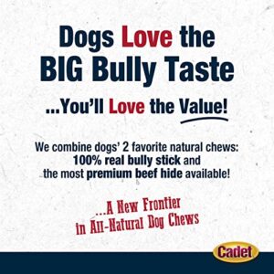 Cadet Bully Hide Sticks for Small, Medium and Large Dogs – All-Natural Beef Pizzle, High Protein, Low Fat, Long-Lasting, Grain & Rawhide-Free Dog Chews for Aggressive Chewers, Large (7 Count)