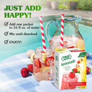 True Lemon Strawberry Lemonade Water Enhancer Drink Mix (30 Count), Low Calorie Drink Mix Packets for Water, Powdered Drink Mixes & Flavorings, Individual Drink Packets, Water Flavor Packets with Stevia