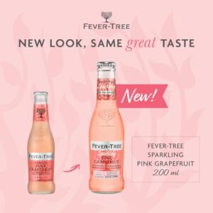 Fever Tree Sparkling Pink Grapefruit - Premium Mixer - Refreshing Beverage for Cocktails & Mocktails. Naturally Sourced Ingredients, No Artificial Sweeteners or Colors - 200 ML Bottles - Pack of 24