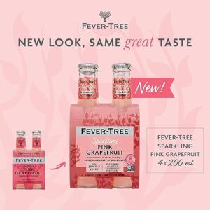 Fever Tree Sparkling Pink Grapefruit - Premium Mixer - Refreshing Beverage for Cocktails & Mocktails. Naturally Sourced Ingredients, No Artificial Sweeteners or Colors - 200 ML Bottles - Pack of 24