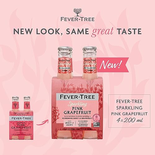 Fever Tree Sparkling Pink Grapefruit - Premium Mixer - Refreshing Beverage for Cocktails & Mocktails. Naturally Sourced Ingredients, No Artificial Sweeteners or Colors - 200 ML Bottles - Pack of 24