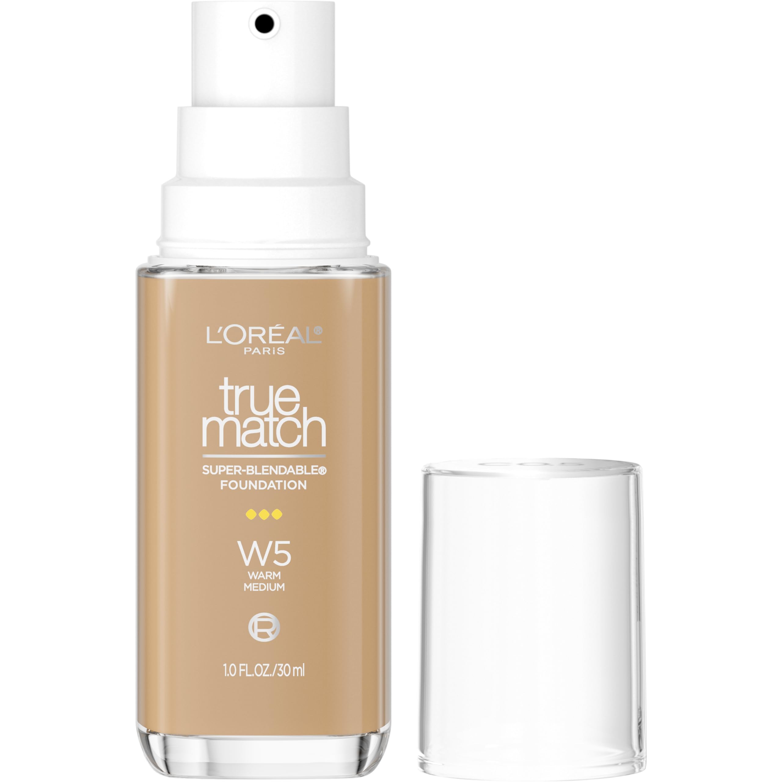 L'Oreal Paris True Match Super-Blendable Foundation, Medium Coverage Liquid Foundation Makeup, W5, Medium, 1 Fl Oz