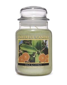 a cheerful giver - sage & citrus scented glass jar candle (24 oz) with lid & true to life fragrance made in usa