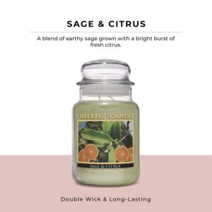 A Cheerful Giver - Sage & Citrus Scented Glass Jar Candle (24 oz) with Lid & True to Life Fragrance Made in USA