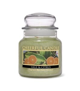 a cheerful giver - sage & citrus scented glass jar candle (16 oz) with lid & true to life fragrance made in usa