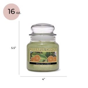 A Cheerful Giver - Sage & Citrus Scented Glass Jar Candle (16 oz) with Lid & True to Life Fragrance Made in USA