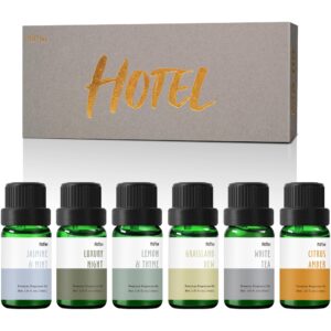 fragrance oils, mitflor hotel collection diffuser oil for home, soap & candle making scents, aromatherapy essential oils set 6x10ml, lemon & thyme, citrus amber, white tea and more