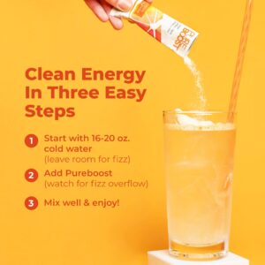 Pureboost Clean Energy Drink Mix + Immune System Support. Sugar-Free Energy with B12, Multivitamins, Antioxidants, Electrolytes (Citrus Sunrise, 30 Count)