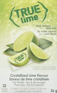 true lime water enhancer, bulk dispenser pack, 0 calorie drink mix packets, sugar free flavoring powder made with real limes, 32 count (pack of 1)