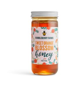 bumbleberry farms 3-jar set 100% pure grade a sweet orange blossom honey; true-source honey certified; light citrus notes; enjoy honey's wholesome goodness; 11 oz glass jar