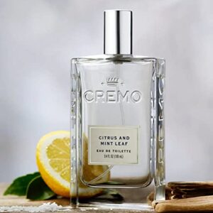 Cremo Citrus & Mint Leaf Cologne Spray, A Cool, Refreshing Scent with Notes of Fresh Mint, Citron, Cedar and Moss, 3.4 Fl Oz