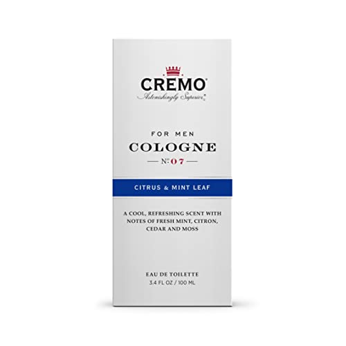 Cremo Citrus & Mint Leaf Cologne Spray, A Cool, Refreshing Scent with Notes of Fresh Mint, Citron, Cedar and Moss, 3.4 Fl Oz