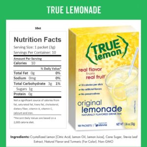 True Lemon Lemonade Original Drink Mix, 10-Count Per Box (Pack of 12) - Total 120 Counts